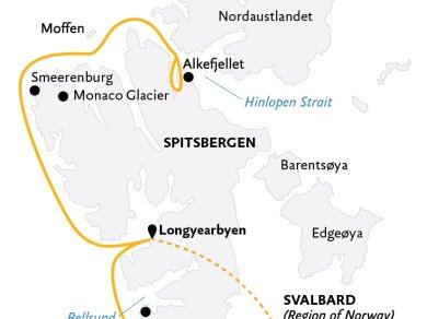 mapa 11 dni rejsu Spitsbergen z Prestige Tours